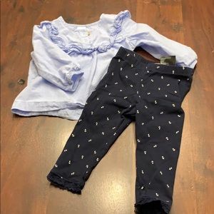 Navy set with ruffle blouse